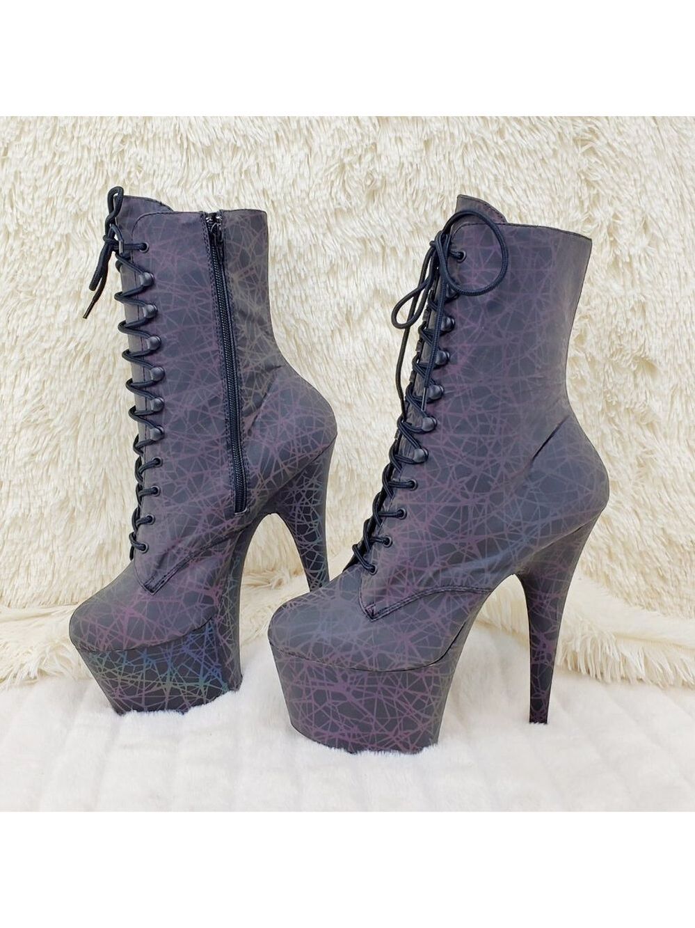 Reflective Geometric Platform High Heel Ankle Boots - Picture 7 of 17
